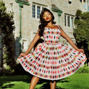 Jenny Dress in Vintage Harlequin Cotton Sateen | Pinup Couture